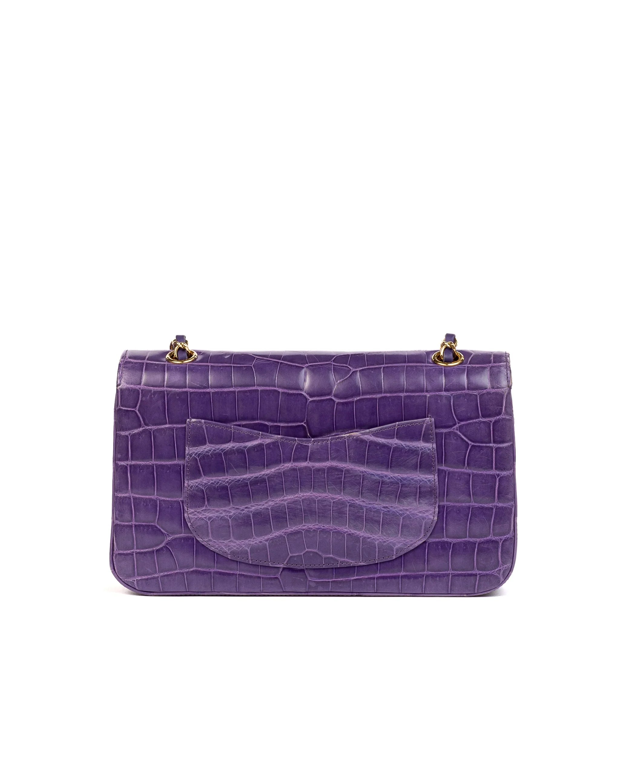 Chanel Medium Flap Bag in Purple Alligator leather