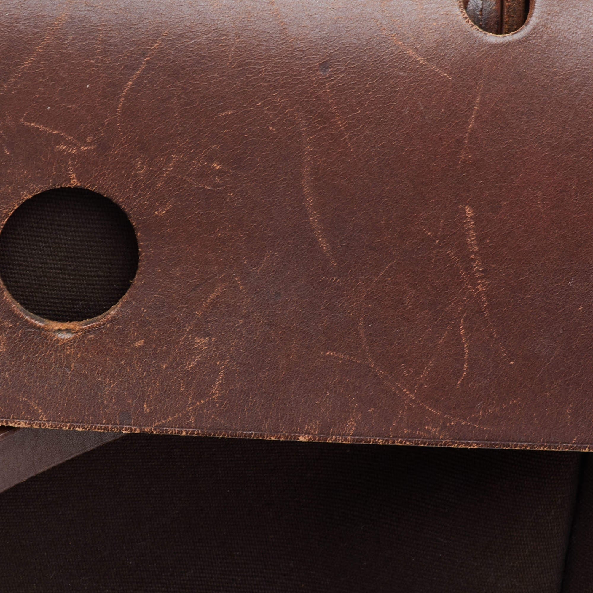 Hermes Herbag 39 Chocolate/Terre Toile and Vache Leather Top Handle Bag