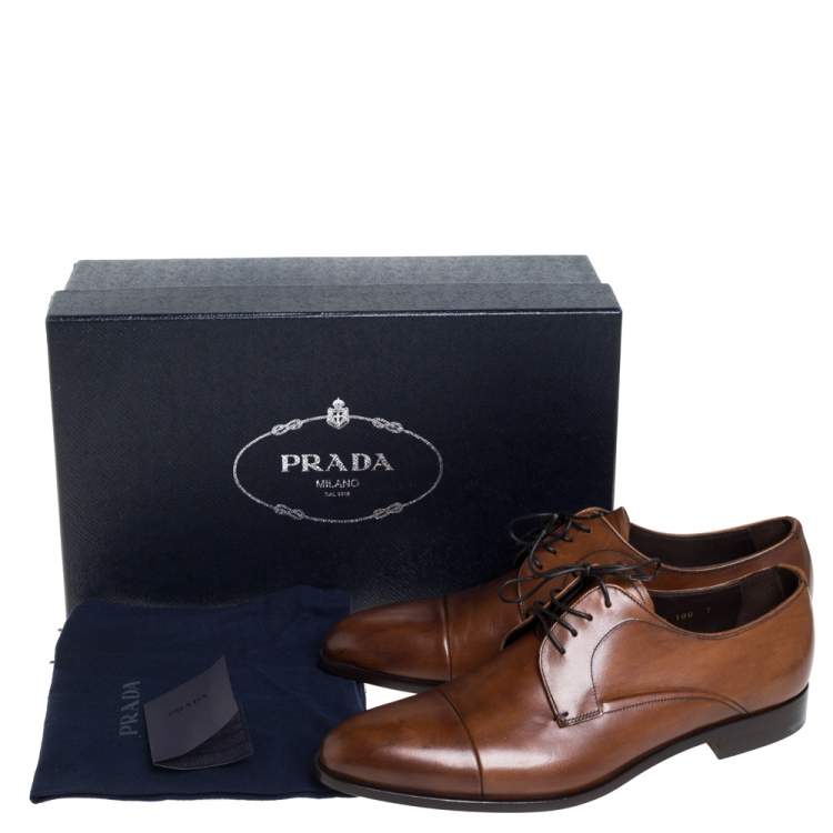 Prada Brown Leather Lace Up Derby Size 41