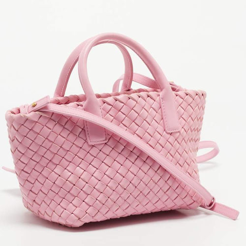 Bottega Veneta Cabat Mini Pink Intrecciato Leather Tote