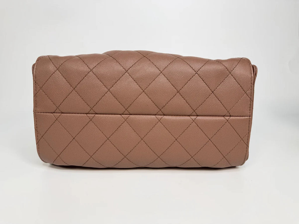 CHANEL 25 SMALL IN BROWN CAVIAR LEATHER WITH GOLD HARDWARE