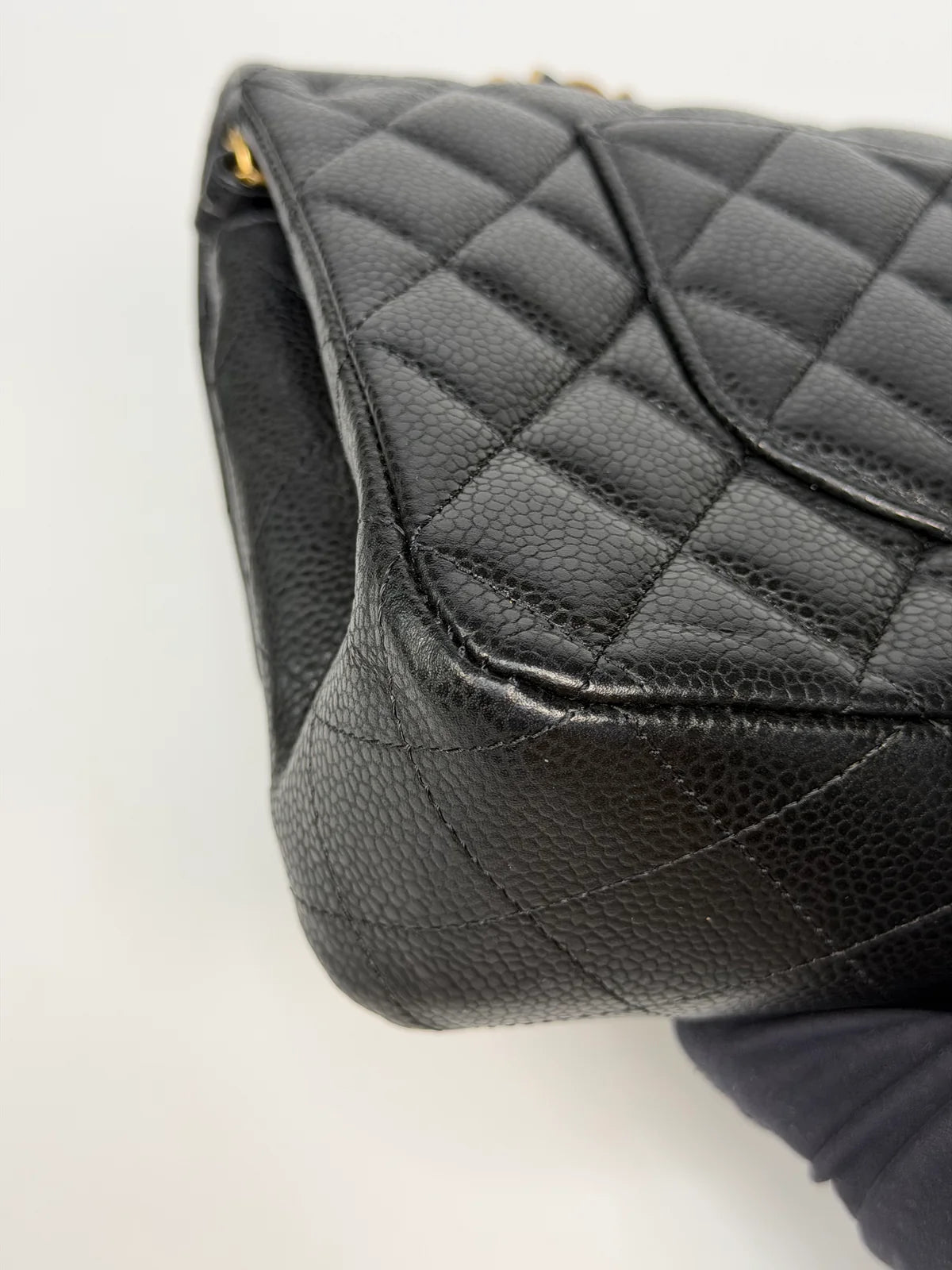 CHANEL MEDIUM CLASSIC DOUBLE FLAP BLACK CAVIAR LEATHER WITH GOLD HARDWARE
