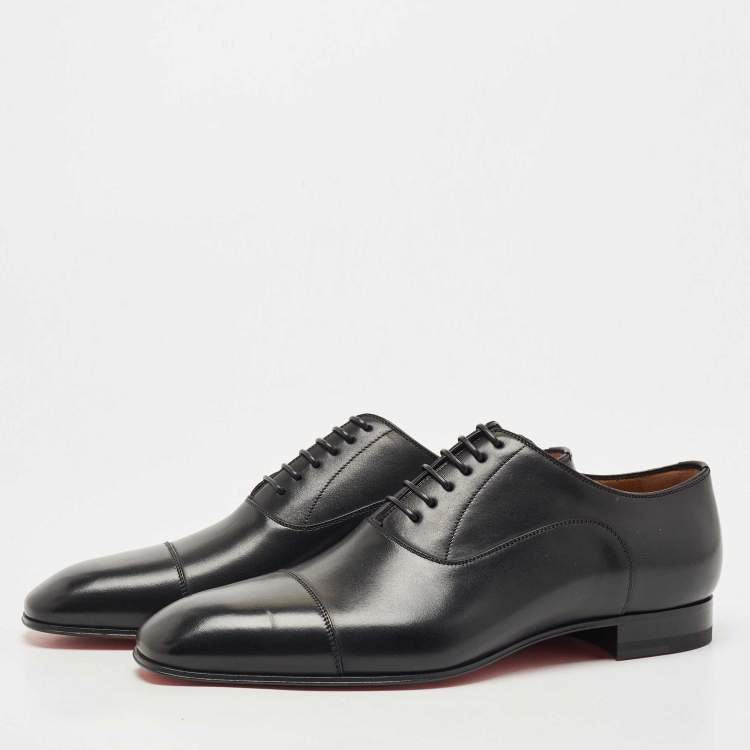 Christian Louboutin Black Leather Greggo Lace Up Oxfords Size 39.5