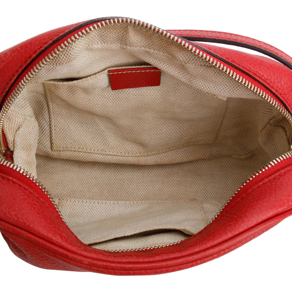 Gucci Red Pebbled Calfskin Leather Small Soho Disco Bag