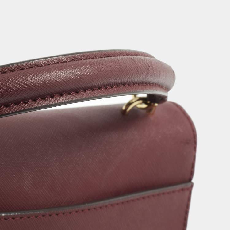 Michael Kors Ava Mini Burgundy Leather Top Handle Bag