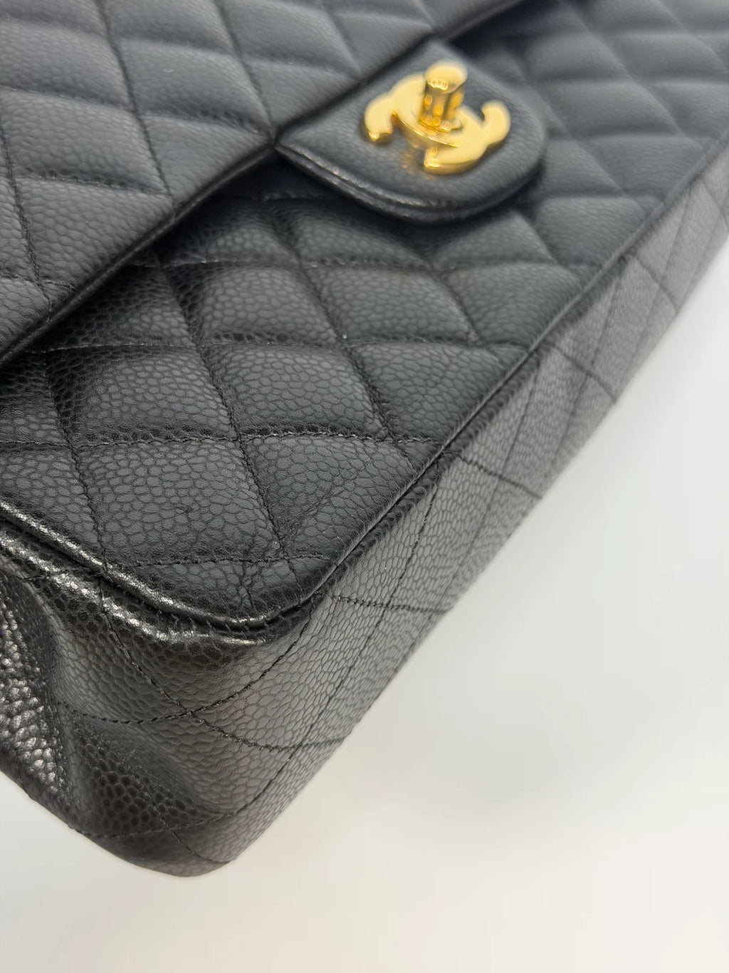 CHANEL MEDIUM CLASSIC DOUBLE FLAP BLACK CAVIAR LEATHER WITH GOLD HARDWARE