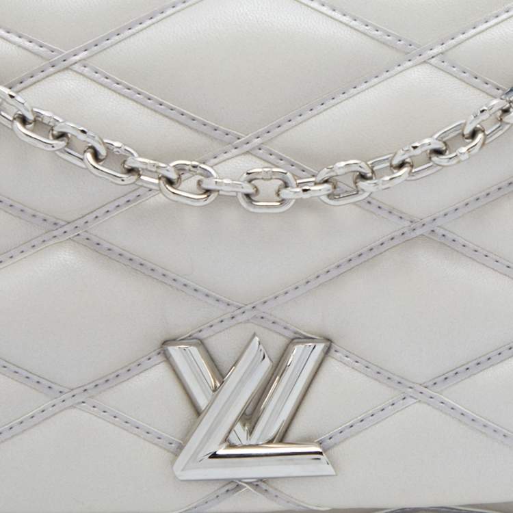 Louis Vuitton Silver Quilted Lambskin Leather GO-14 Malletage PM Bag