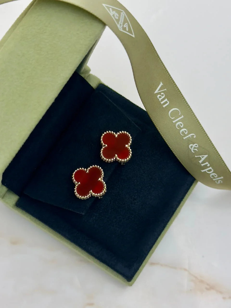 Van Cleef & Arpels Vintage Alhambra Earrings Carnelian
