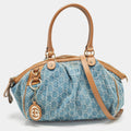 Gucci Sukey Medium Blue/Tan GG Denim Satchel