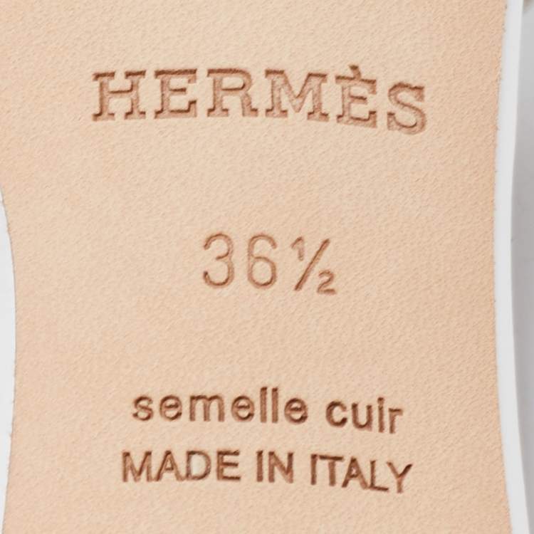 Hermes White Leather Oasis Slide Sandals Size 36.5
