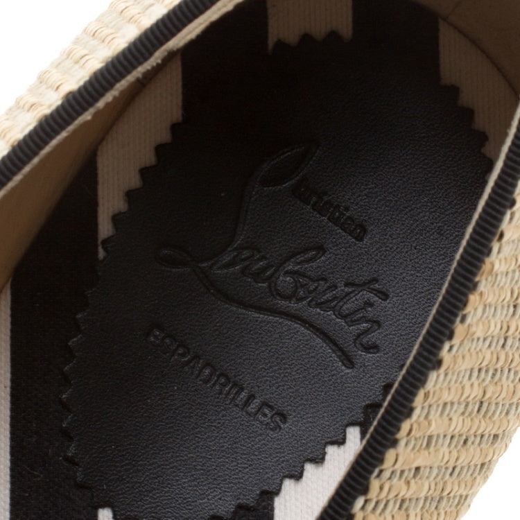 Christian Louboutin Beige Woven Raffia Relax Espadrilles Size 45
