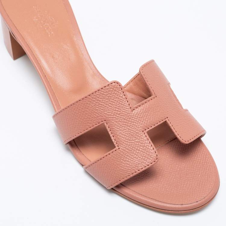 Hermès Pink Leather Oasis Sandals Size 36
