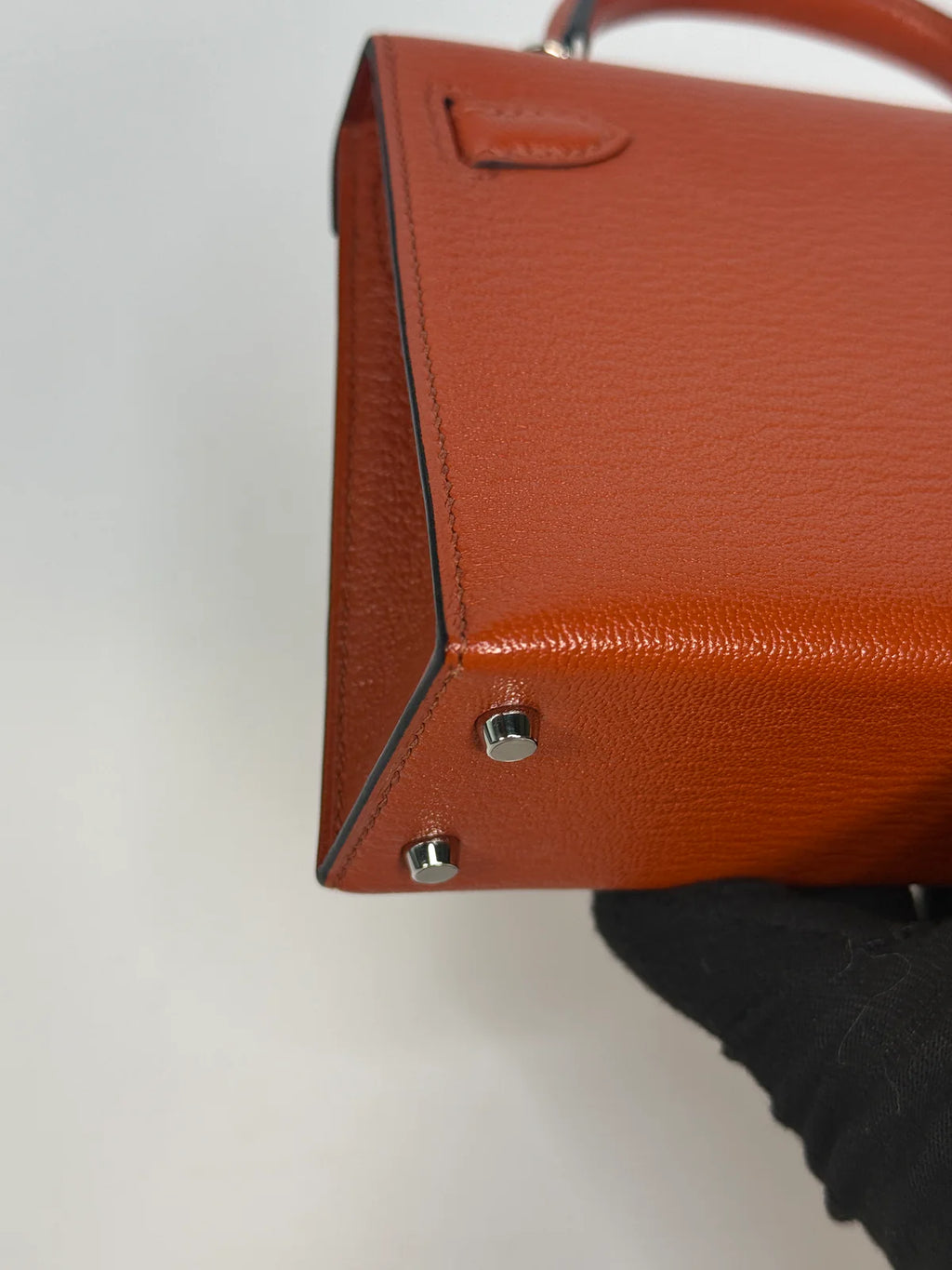 HERMÈS MINI KELLY IN CUIVRE CHÈVRE MYSORE LEATHER WITH PALLADIUM HARDWARE