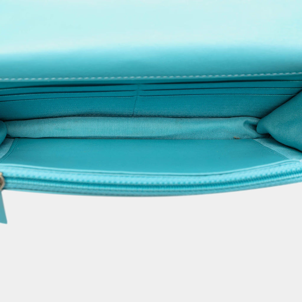 Chanel Blue Denim 19 Flap Wallet On Chain