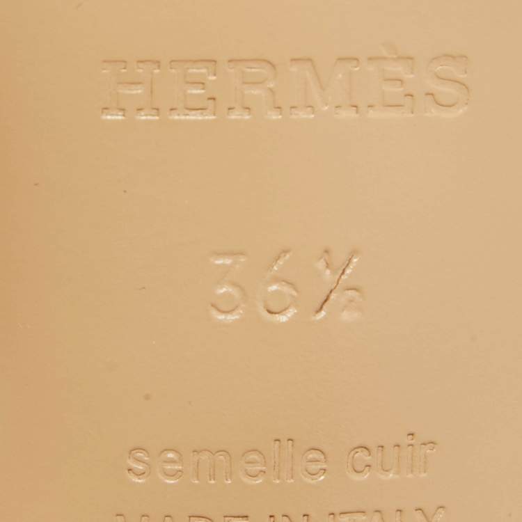 Hermes Brown/White Leather Oasis Slide Sandals Size 36.5