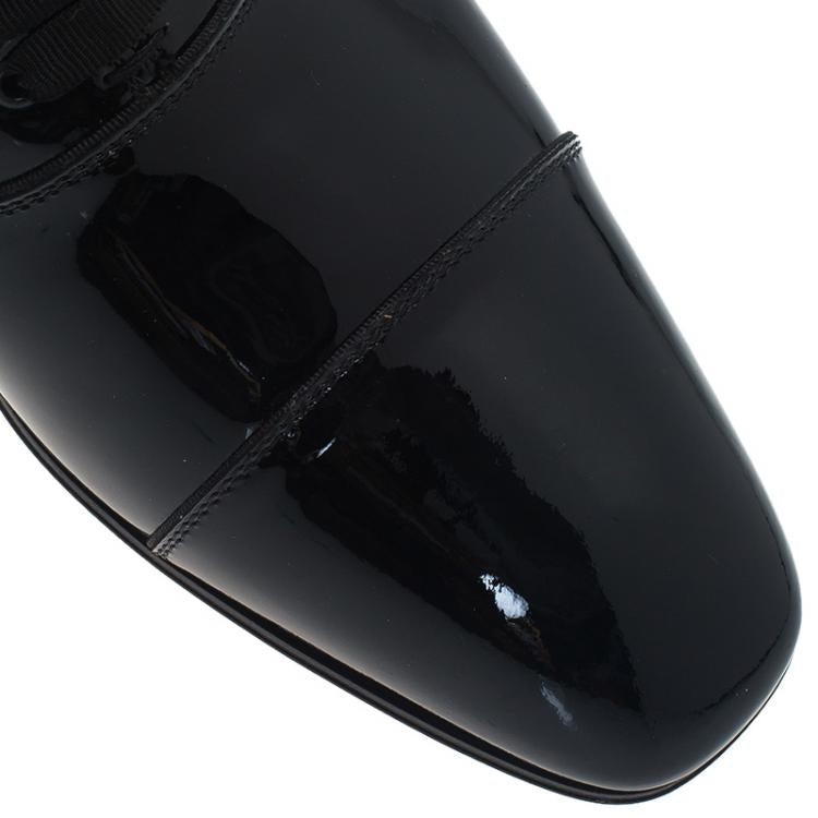 Christian Louboutin Black Patent Greggo Flat Oxfords Size 41