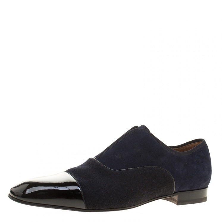 Christian Louboutin Two Tone Suede and Felt Alpha Male Slip On Oxford Loafers Size 43.5