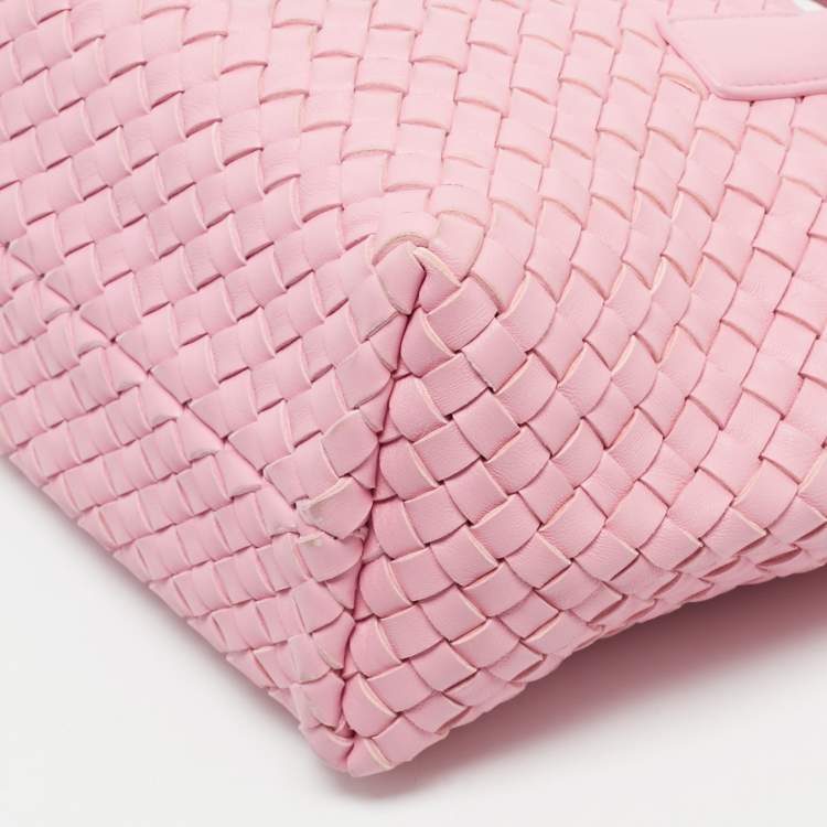 Bottega Veneta Cabat Mini Pink Intrecciato Leather Tote