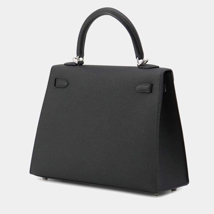 Hermes Kelly Sellier Black Epsom Size 25