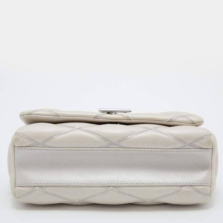 Louis Vuitton Silver Quilted Lambskin Leather GO-14 Malletage PM Bag