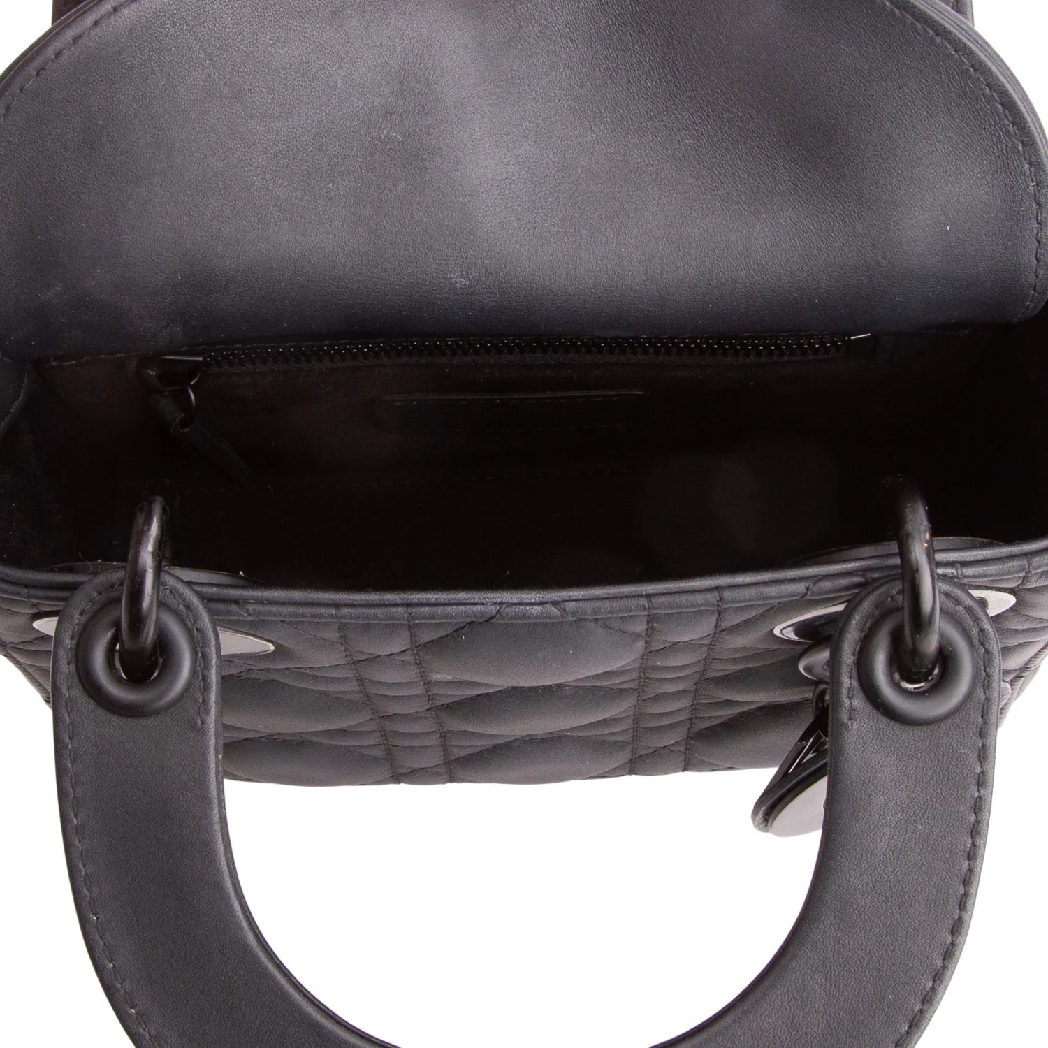 Christian Dior 2020 Black Ultra Matte Calfskin Cannage Mini Lady Dior