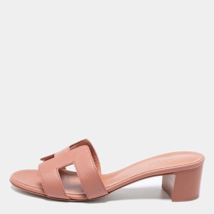 Hermès Pink Leather Oasis Sandals Size 36