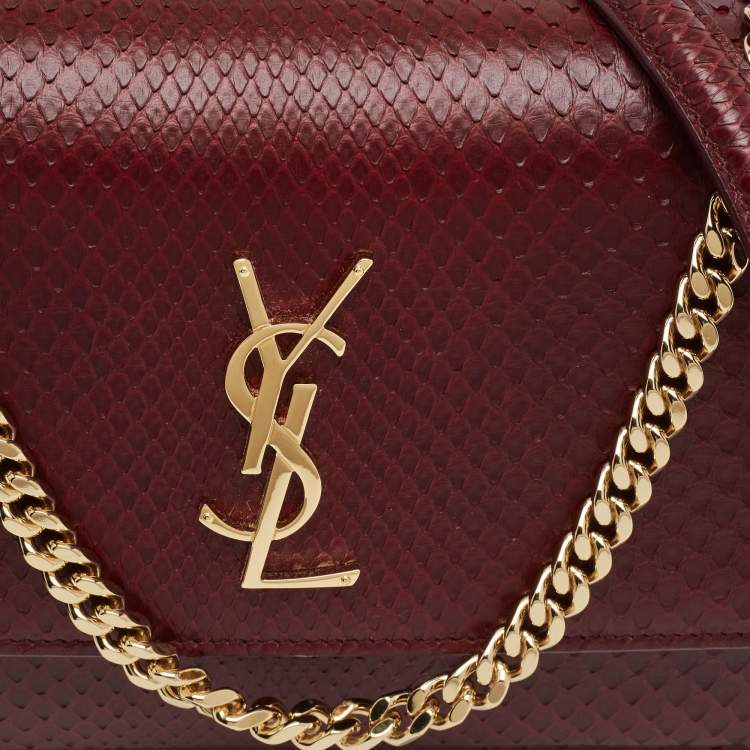 Saint Laurent Sunset Medium Burgundy Python Shoulder Bag