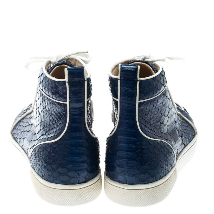 Christian Louboutin Blue Python Leather Rantus Orlato High Top Sneakers Size 40