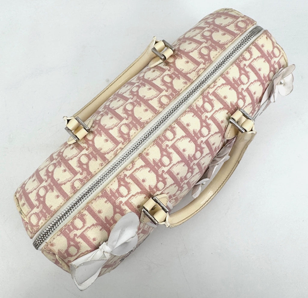 DIOR Pink Trotter Hand Mini Boston Bag Canvas Leather