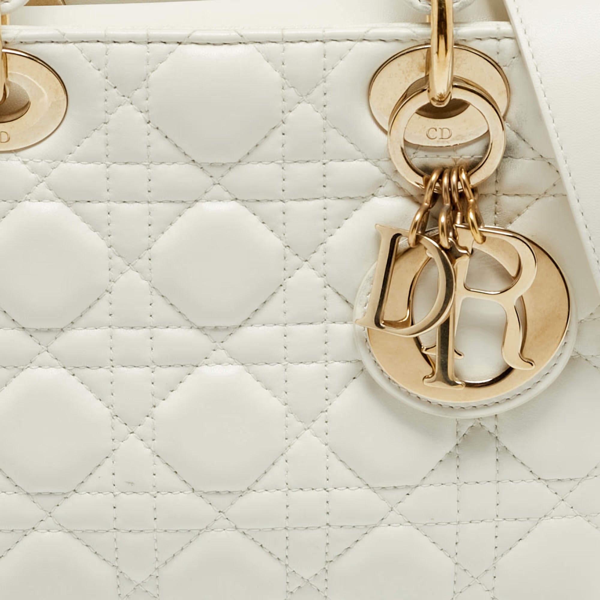 Dior Lady Dior My ABCDior Small White Cannage Leather Tote