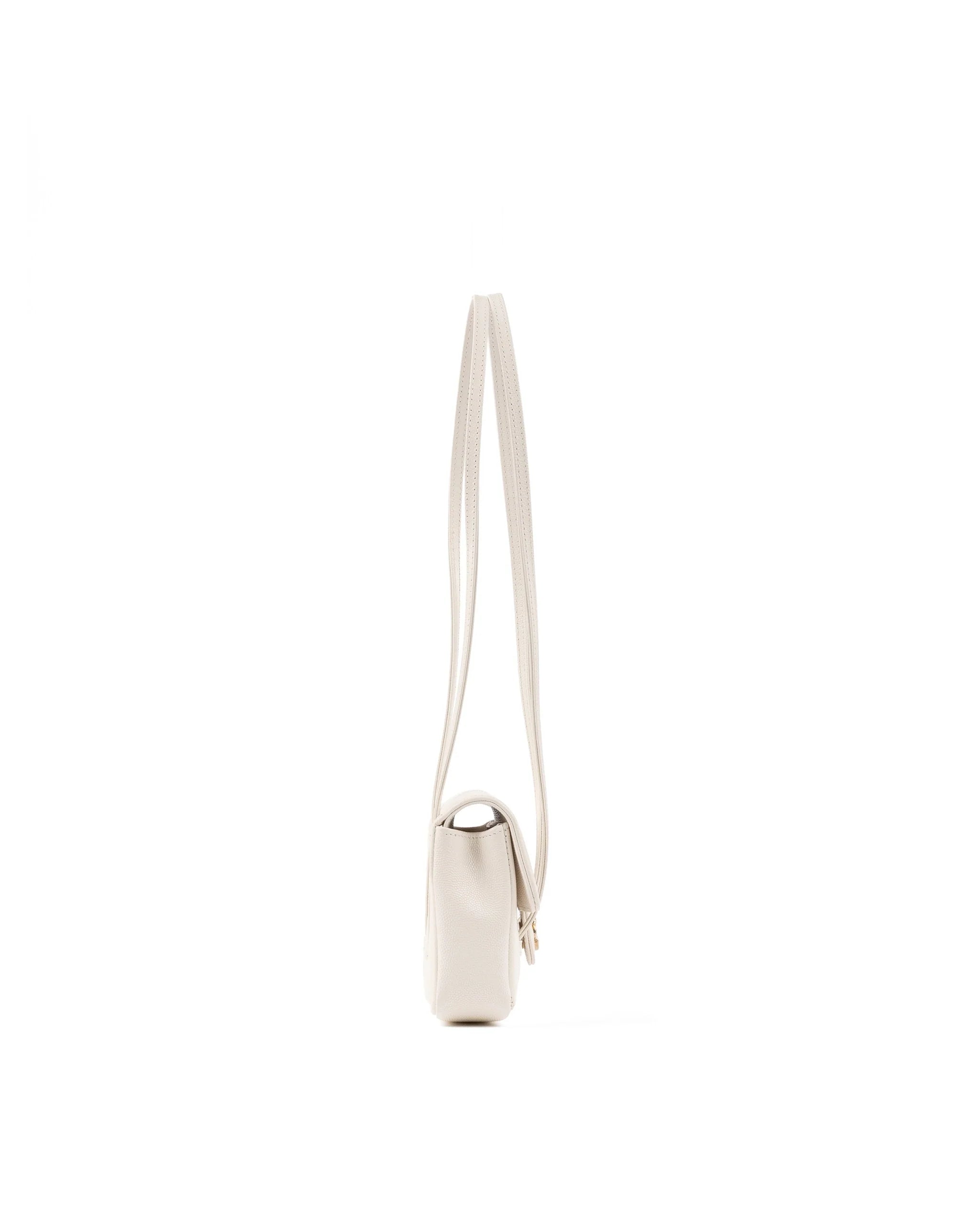 Chanel Clutch White Leather Strap in Grained Shiny Calfskin and Gold Tone Metal
