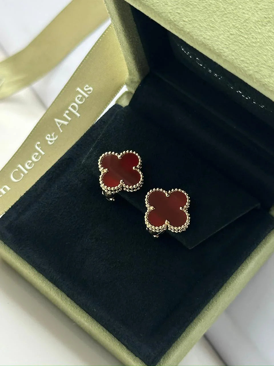 Van Cleef & Arpels Vintage Alhambra Earrings Carnelian