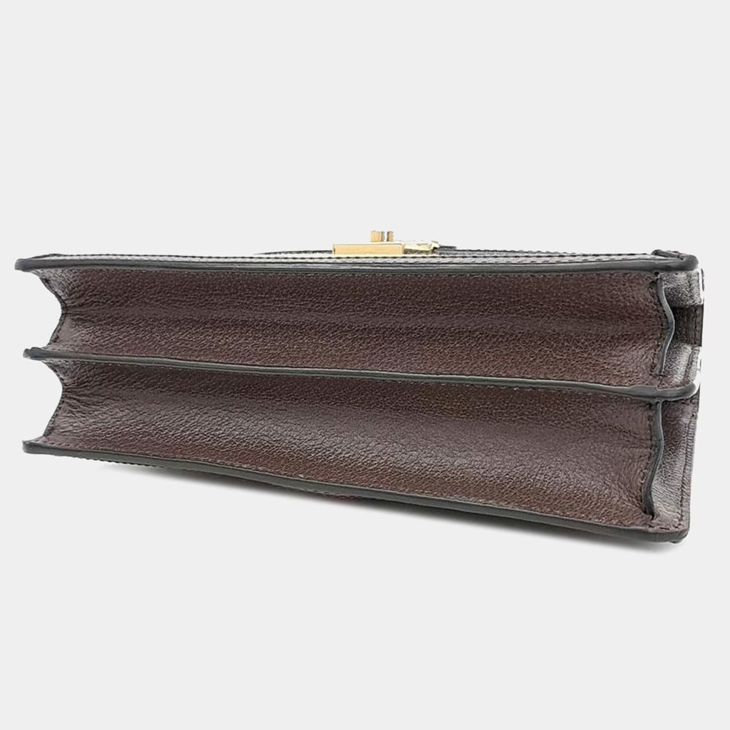 Gucci Ophidia Brown Jacquard, Leather Top Handle Bag