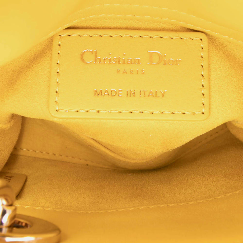 Dior Yellow Micro Lambskin Cannage Lady Dior