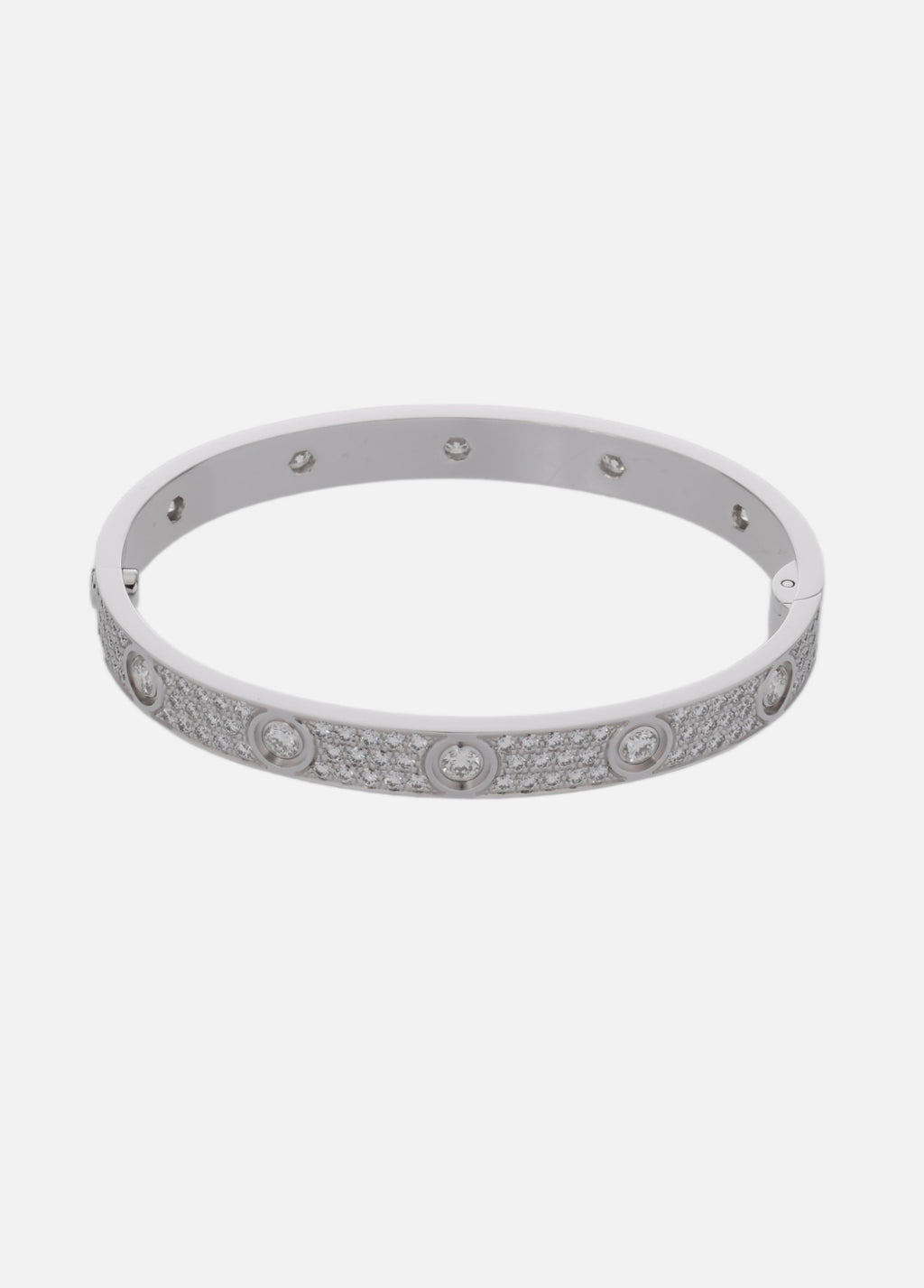 CARTIER Love Bracelet Full Pave Diamond In 18K White Gold Size 16