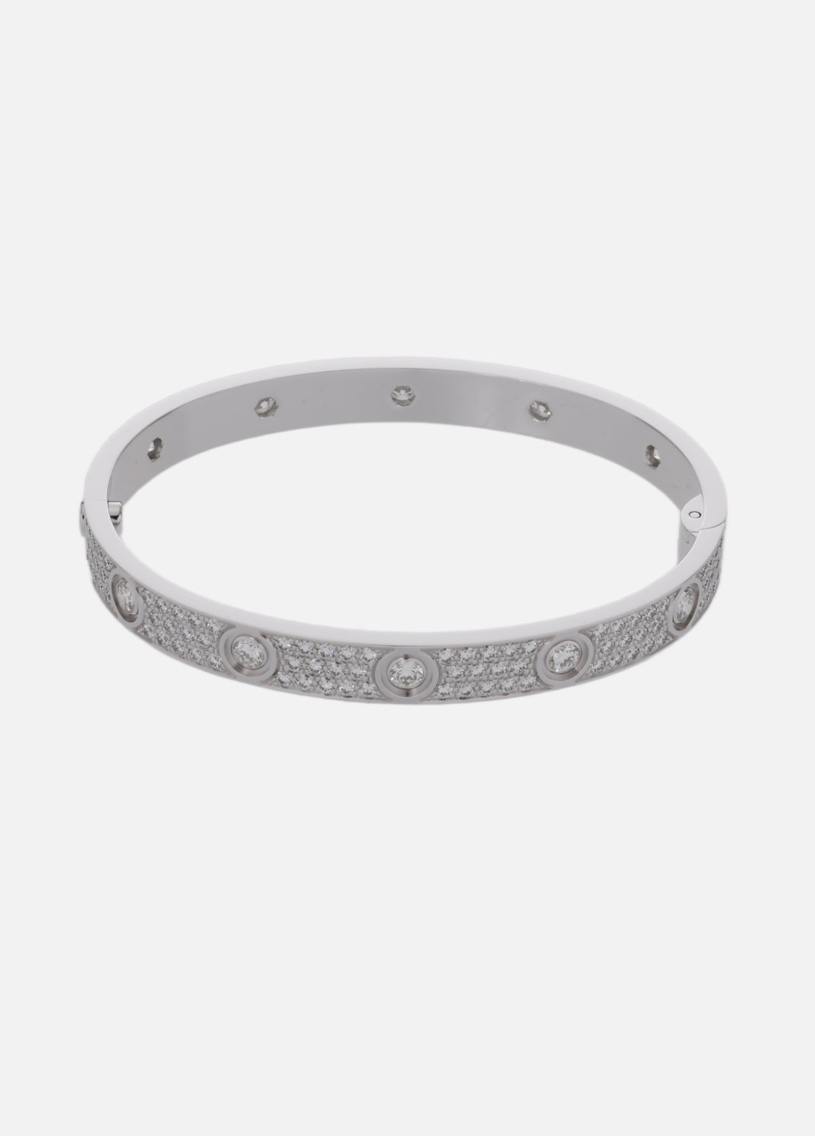CARTIER Love Bracelet Full Pave Diamond In 18K White Gold Size 16