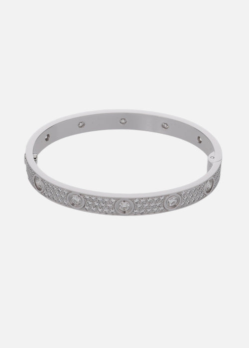 CARTIER Love Bracelet Full Pave Diamond In 18K White Gold Size 16