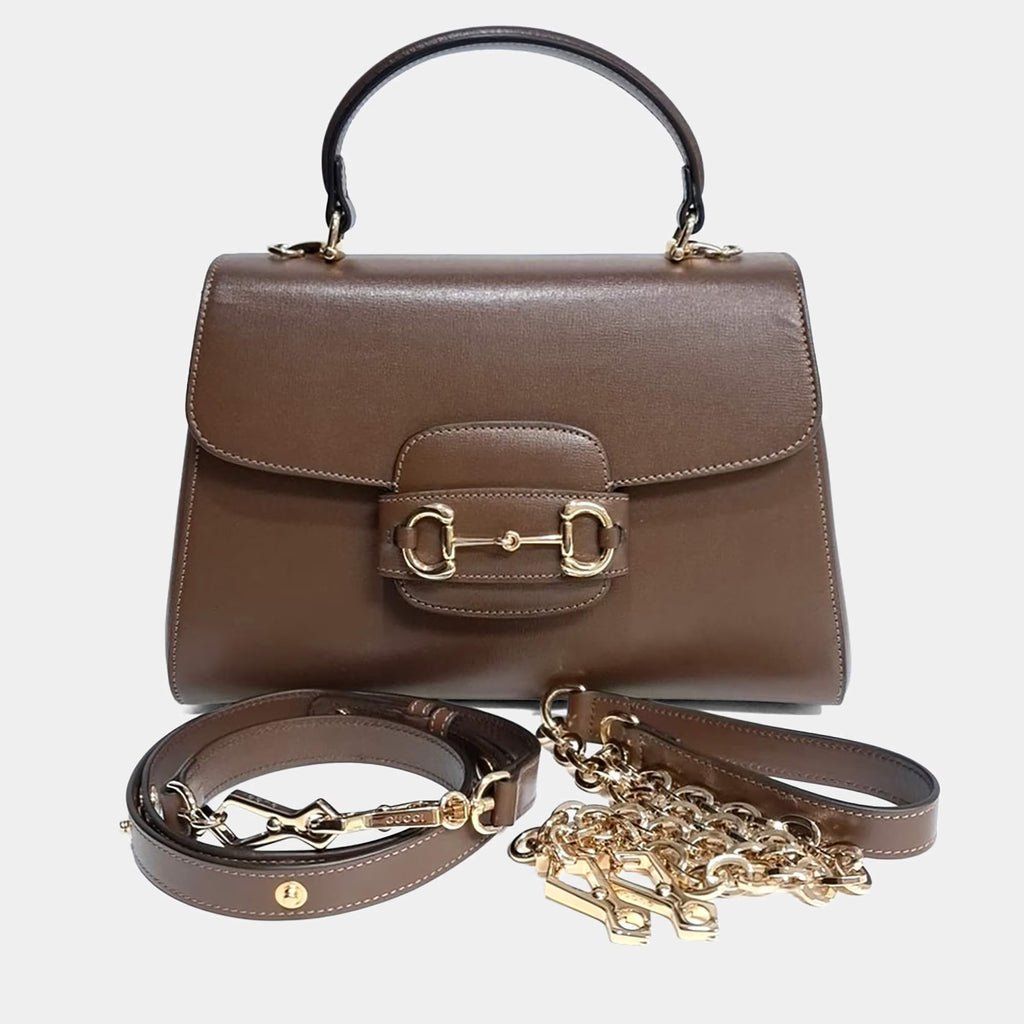 Gucci Brown Leather Horsebit 1955 Tote And Shoulder Bag