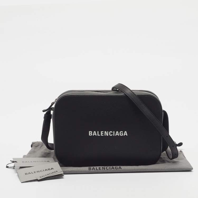 Balenciaga Everyday Small Black Leather Camera Crossbody Bag
