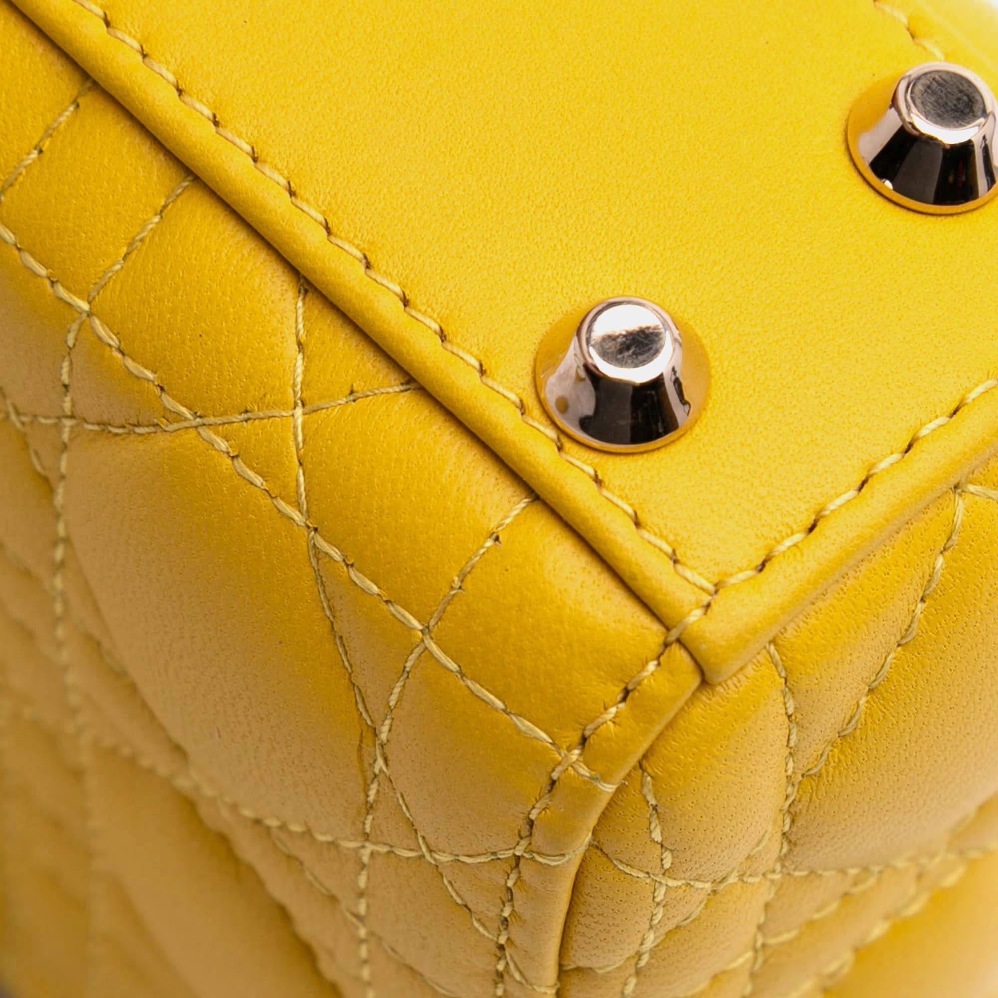 Dior Yellow Micro Lambskin Cannage Lady Dior