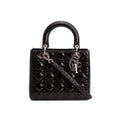 Christian Dior Black Cannage Patent Leather Medium Lady Dior Bag