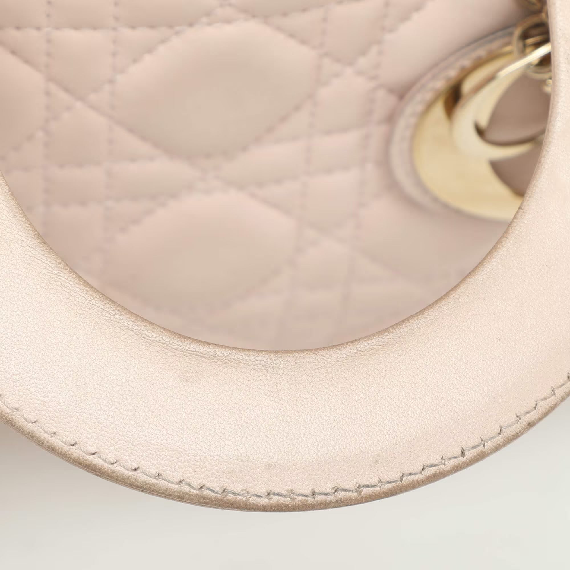 Dior Beige Cannage Leather Small Lady Dior My ABCDior Tote