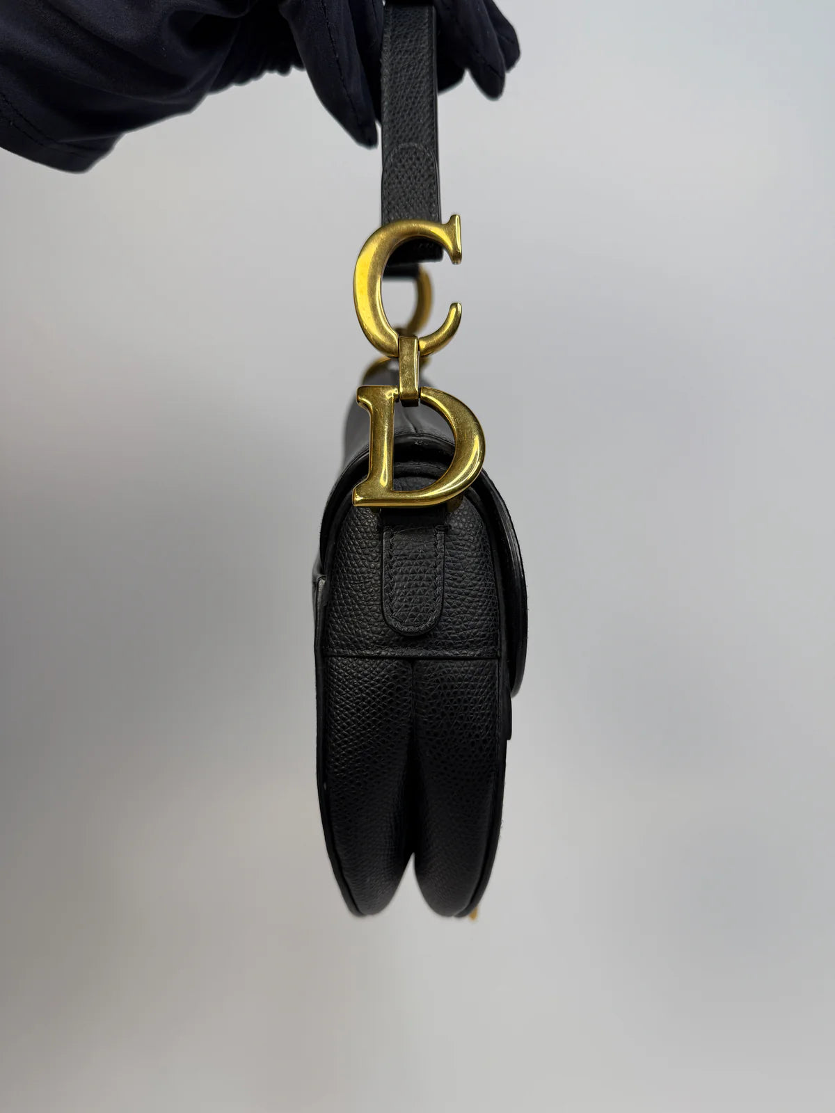 CHRISTIAN DIOR MINI SADDLE BAG IN BLACK LEATHER WITH GOLD HARDWARE