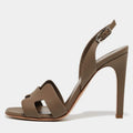 Hermes Dark Grey Leather Night Slingback Sandals Size 36