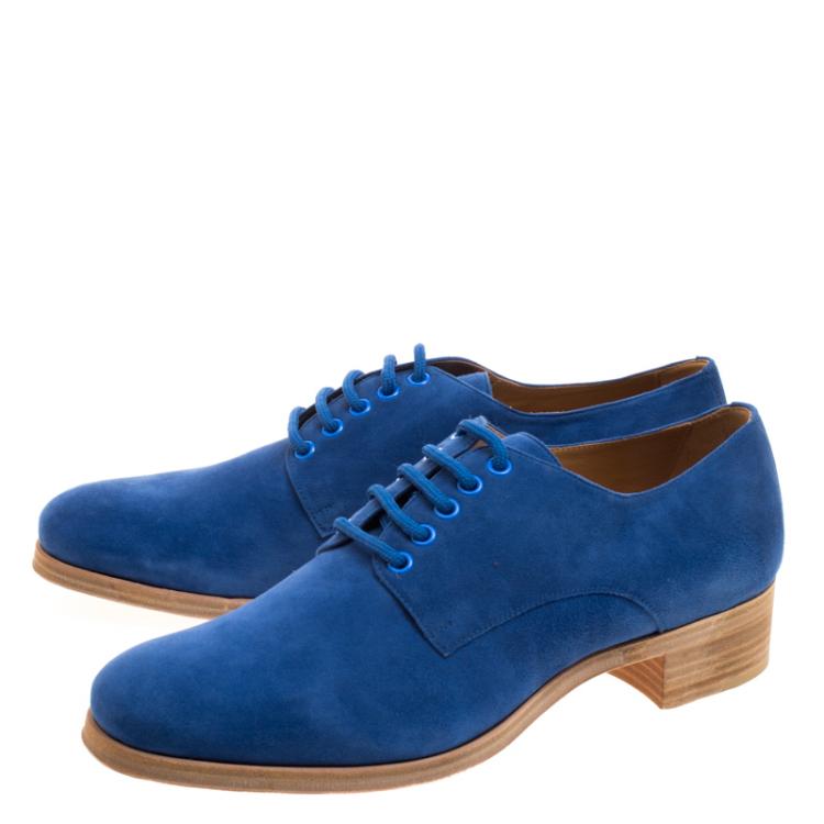 Christian Louboutin Blue Suede Chorale Lace Up Derby Size Size 42