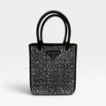 PRADA METAL PANIER SMALL BLACK SATIN CRYSTAL TOTE