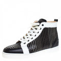 Christian Louboutin Black/White Leather Rantus High Top Sneakers Size 44