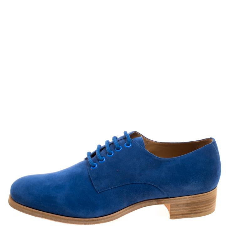 Christian Louboutin Blue Suede Chorale Lace Up Derby Size Size 42