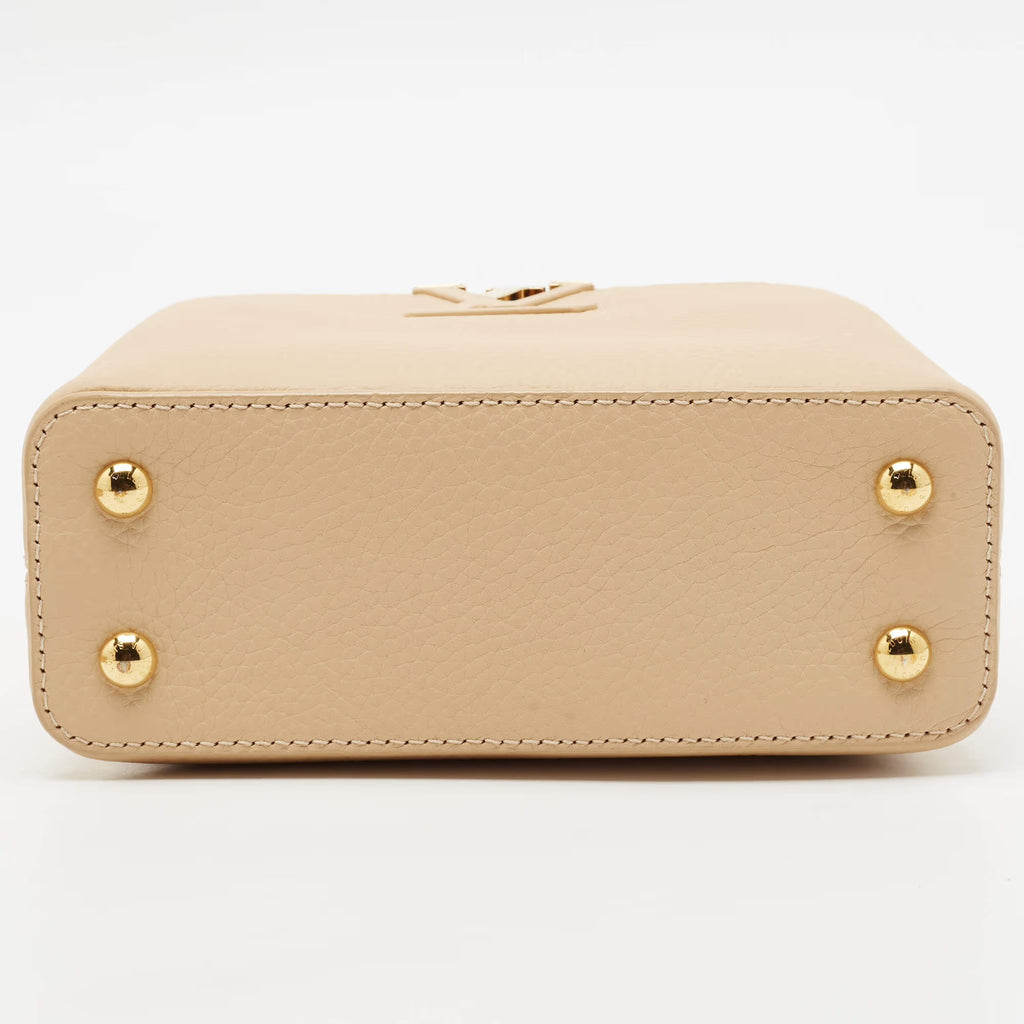 Louis Vuitton Capucines Mini Beige/Black Leather and Python Top Handle Bag