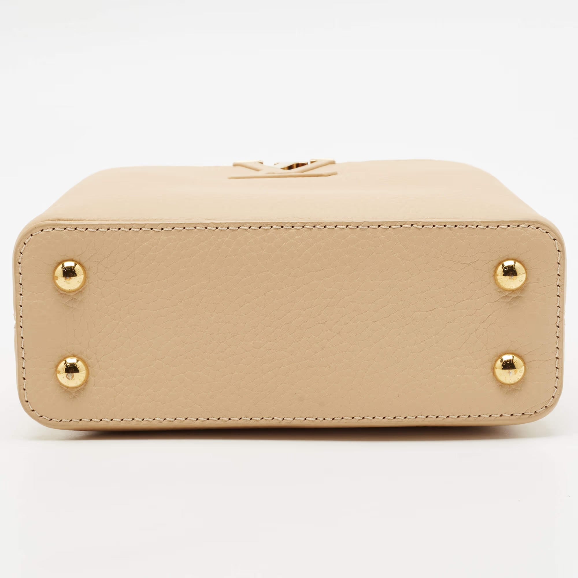 Louis Vuitton Capucines Mini Beige/Black Leather and Python Top Handle Bag